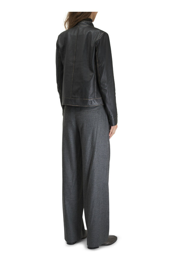 Vince - Gray Microcheck High Rise Wide Leg Pant