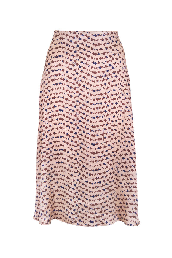Kiton Pink & Beige Silk Midi Skirt - view 1