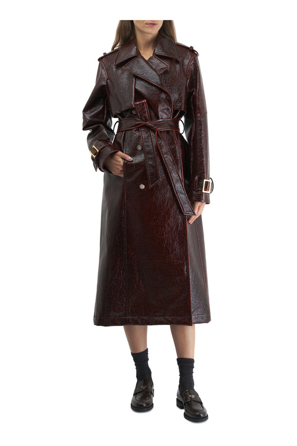 TWP - Foreign Affair Burgundy Laminated Wool Trench Coat