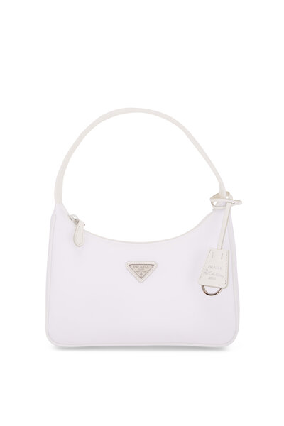 Prada Milano White Pebble Leather Adjustable Shoulder Bag #158 w/ COA -  Oahu Auctions