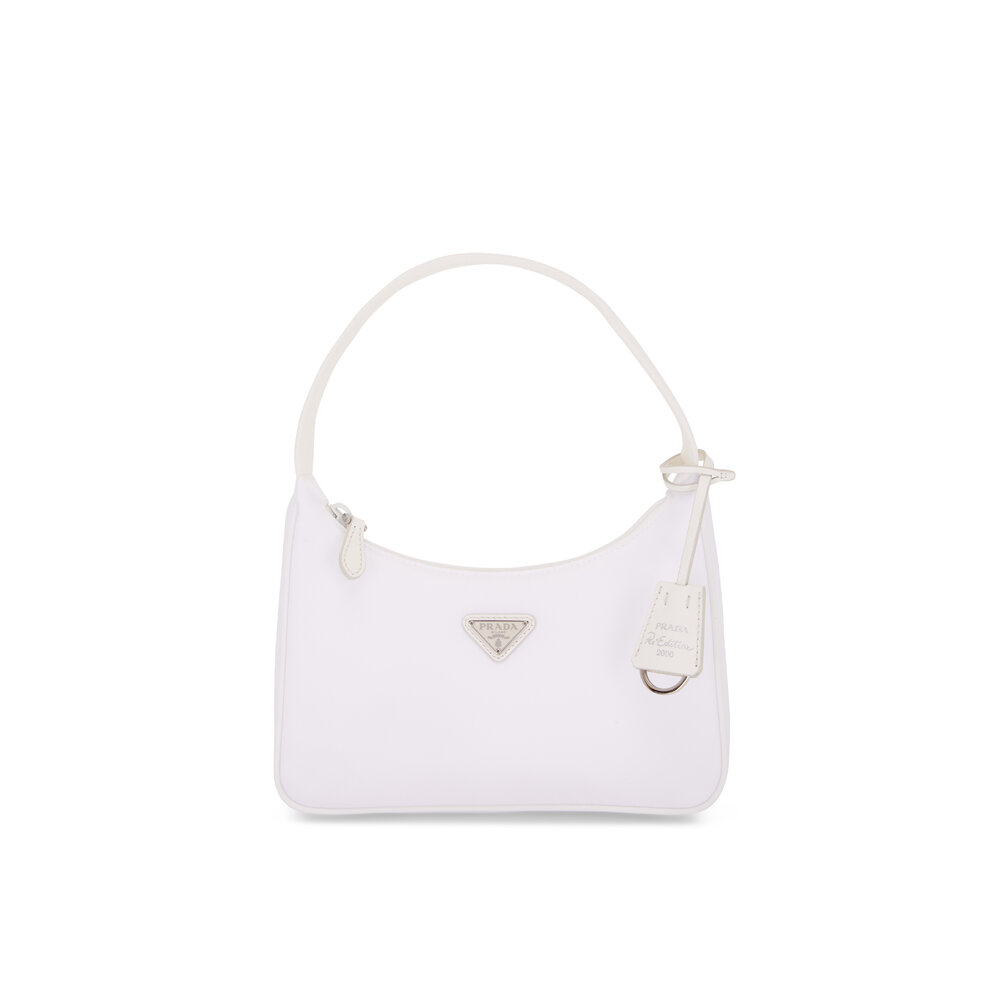 Prada Women's Tess White Re-Edition Nylon Mini Shoulder Bag | by Mitchell Stores