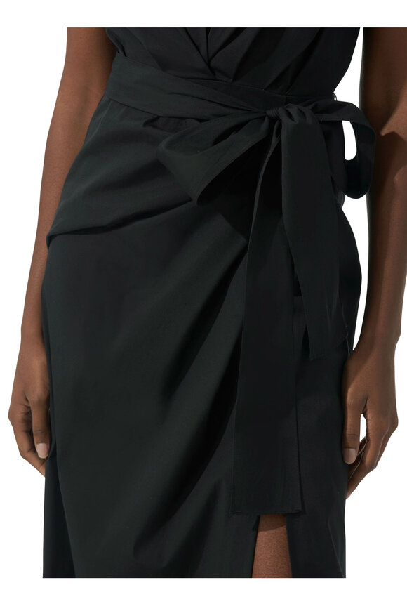 Carolina Herrera - Black Drape Skirt Cotton Shirt Dress 