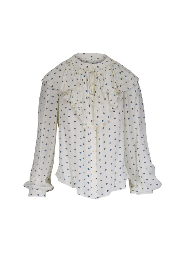 Veronica Beard Gomez Ecru Multi Ruffle Top - view 1