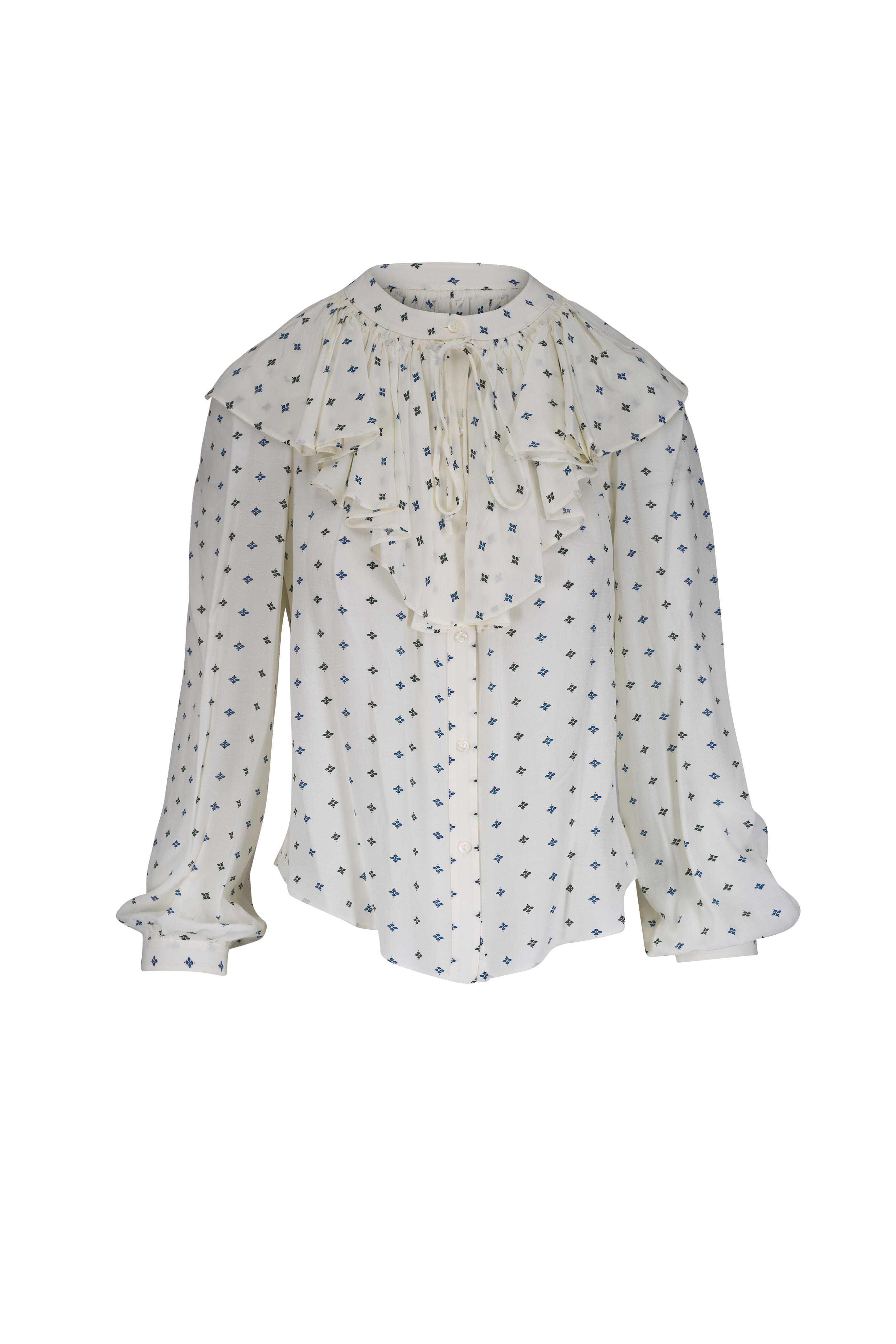 Veronica Beard - Gomez Ecru Multi Ruffle Top