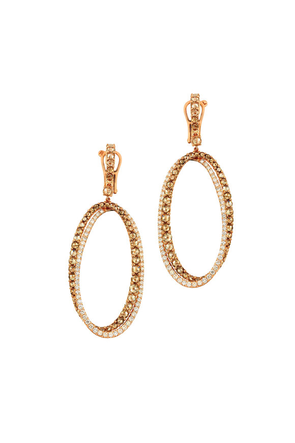 Etho Maria - 18K Rose Gold Brown Diamond Circle Earrings