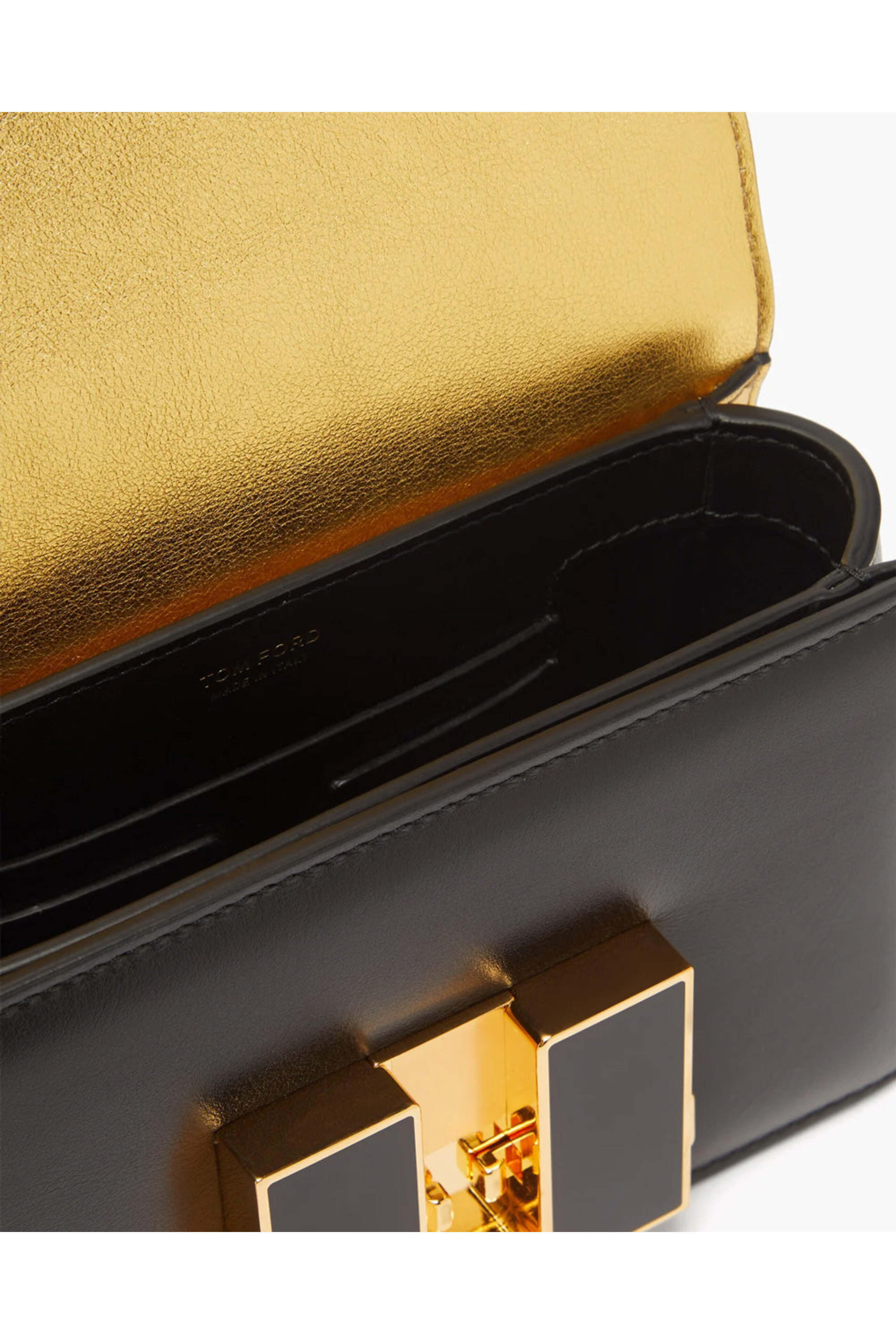 Tom Ford - Laminated Calf Shoulder Bag in Black and Gold