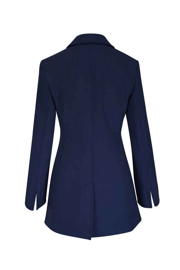 Akris Duska Denim Blue Neoprene Long Jacket - view 4