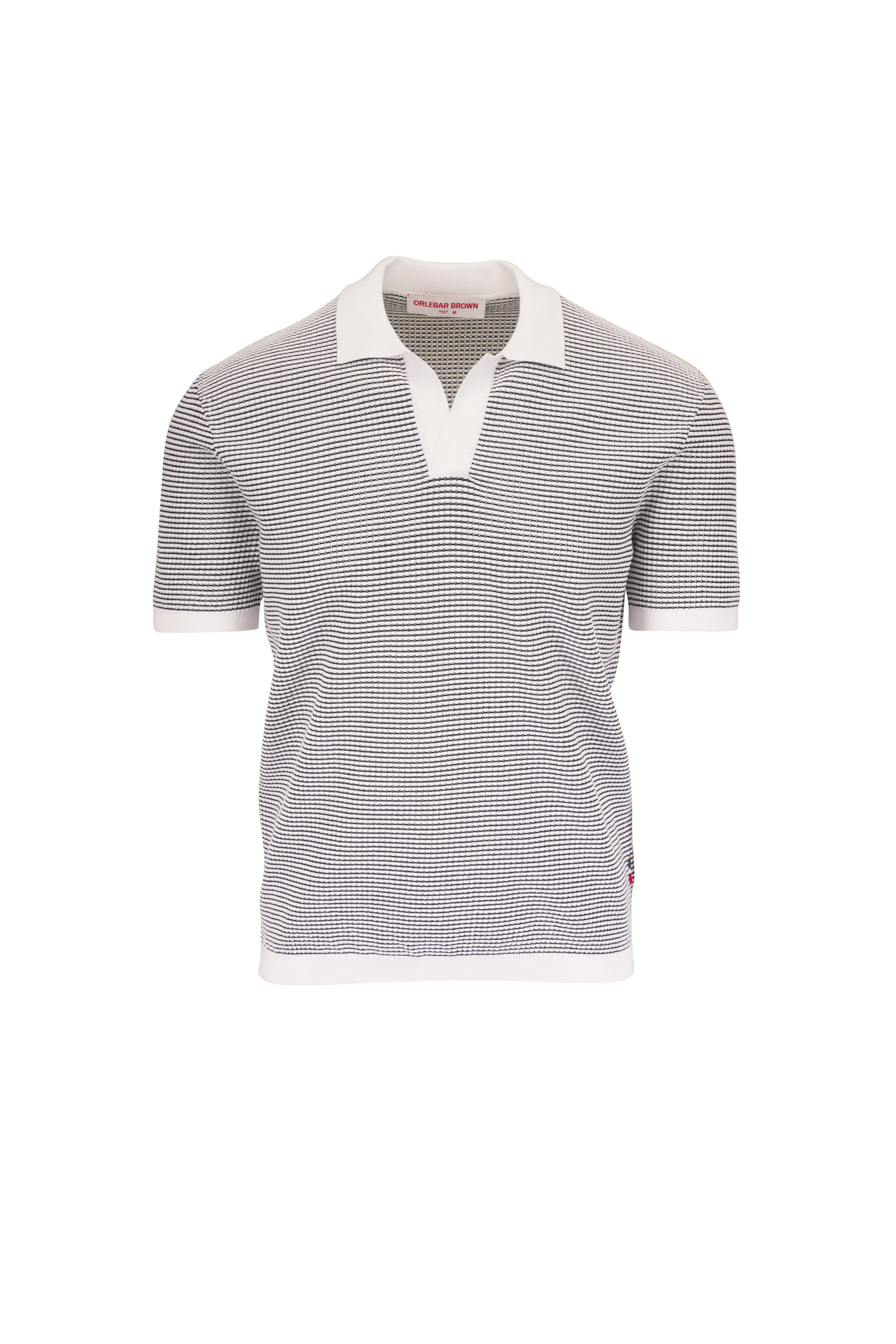 Orlebar Brown - Roddy White & Navy Stripe Knit Polo