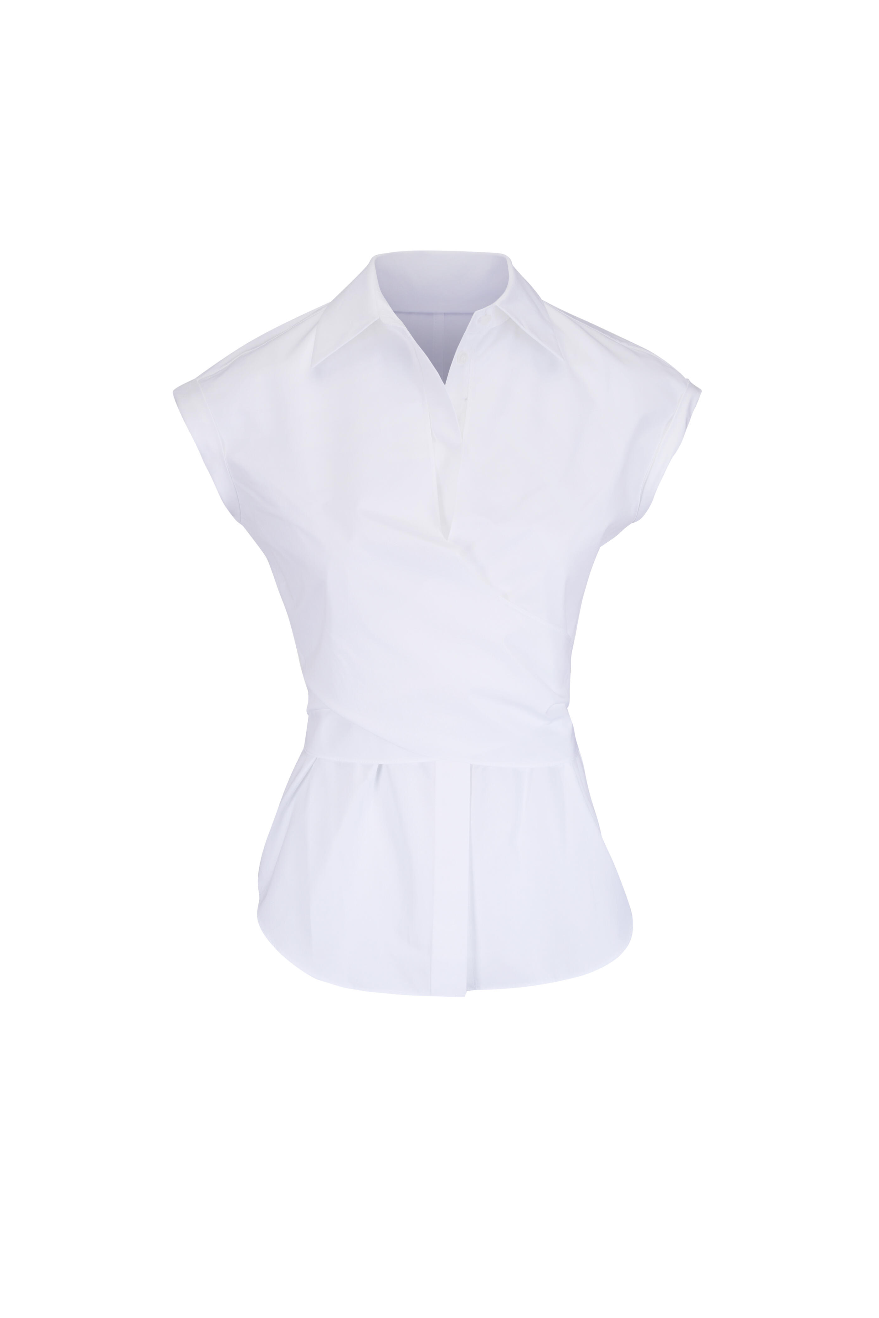 Lafayette 148 New York - White Cotton Poplin Wrap Shirt