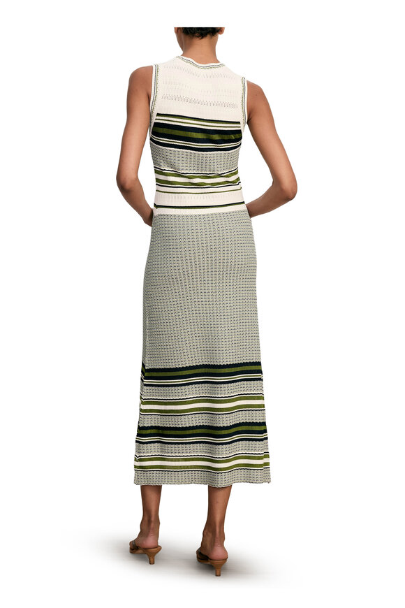 Veronica Beard Dawna Blue, Green & White Knit Midi Dress - view 3