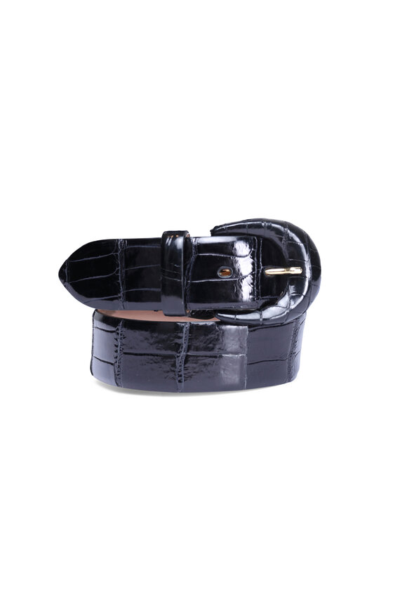 Tardini Medium Crocodile Belt in Black