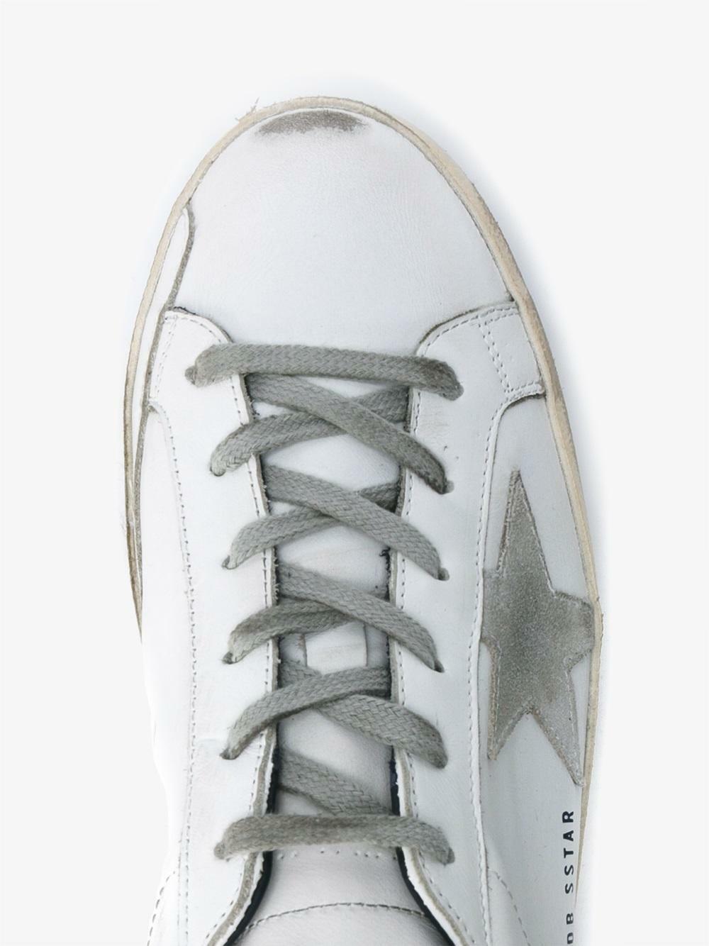 Golden Goose - Women's Superstar White Leather Navy Trim Sneaker