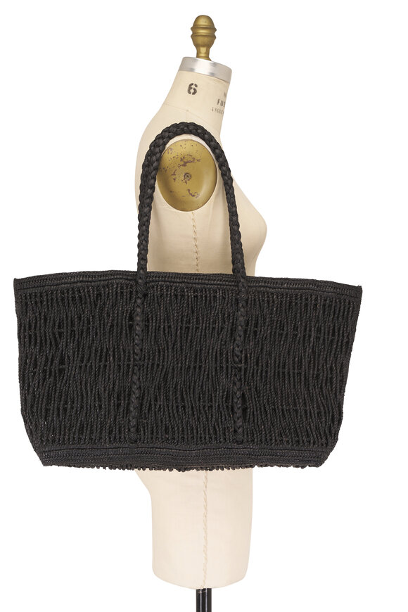 The Row Georgica Black Woven Raffia Tote Bag - view 5