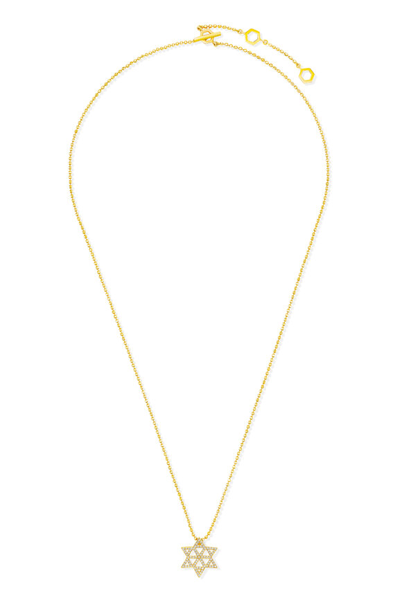 Cadar 18k Yellow Gold Diamond Star of David Necklace - view 1