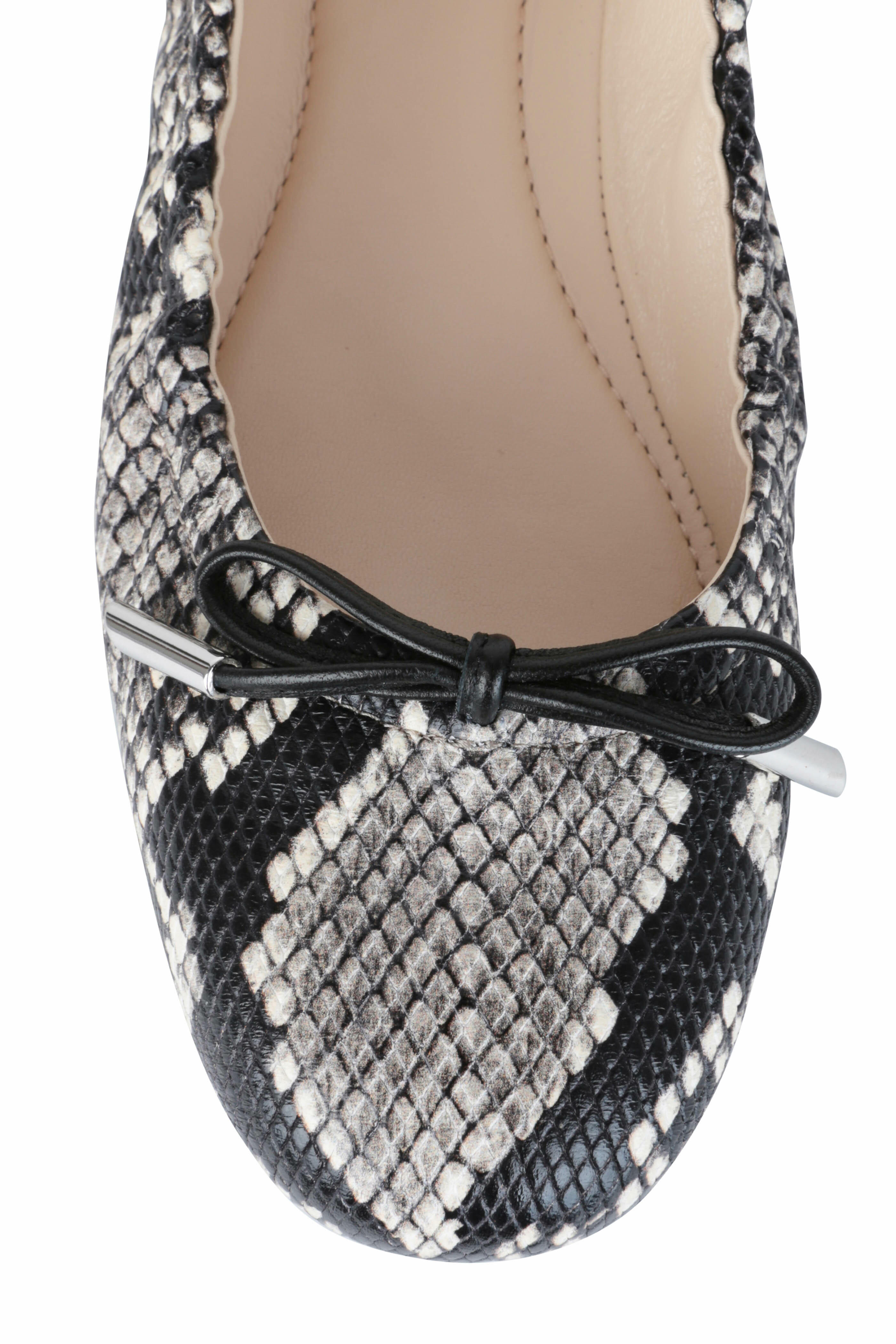 Tod's - Gray & Black Snake Print Leather Flat
