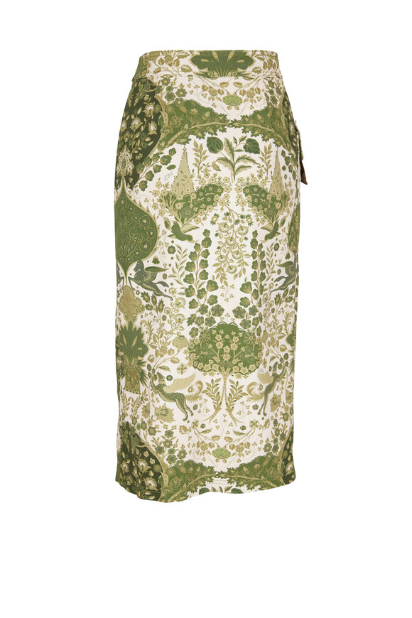 Etro - Artemis Green Print Cotton Wrap Skirt 