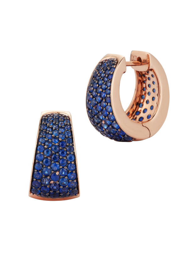 Walters Faith - Lytton 18K Rose Gold & Blue Sapphire Tapered Hoop