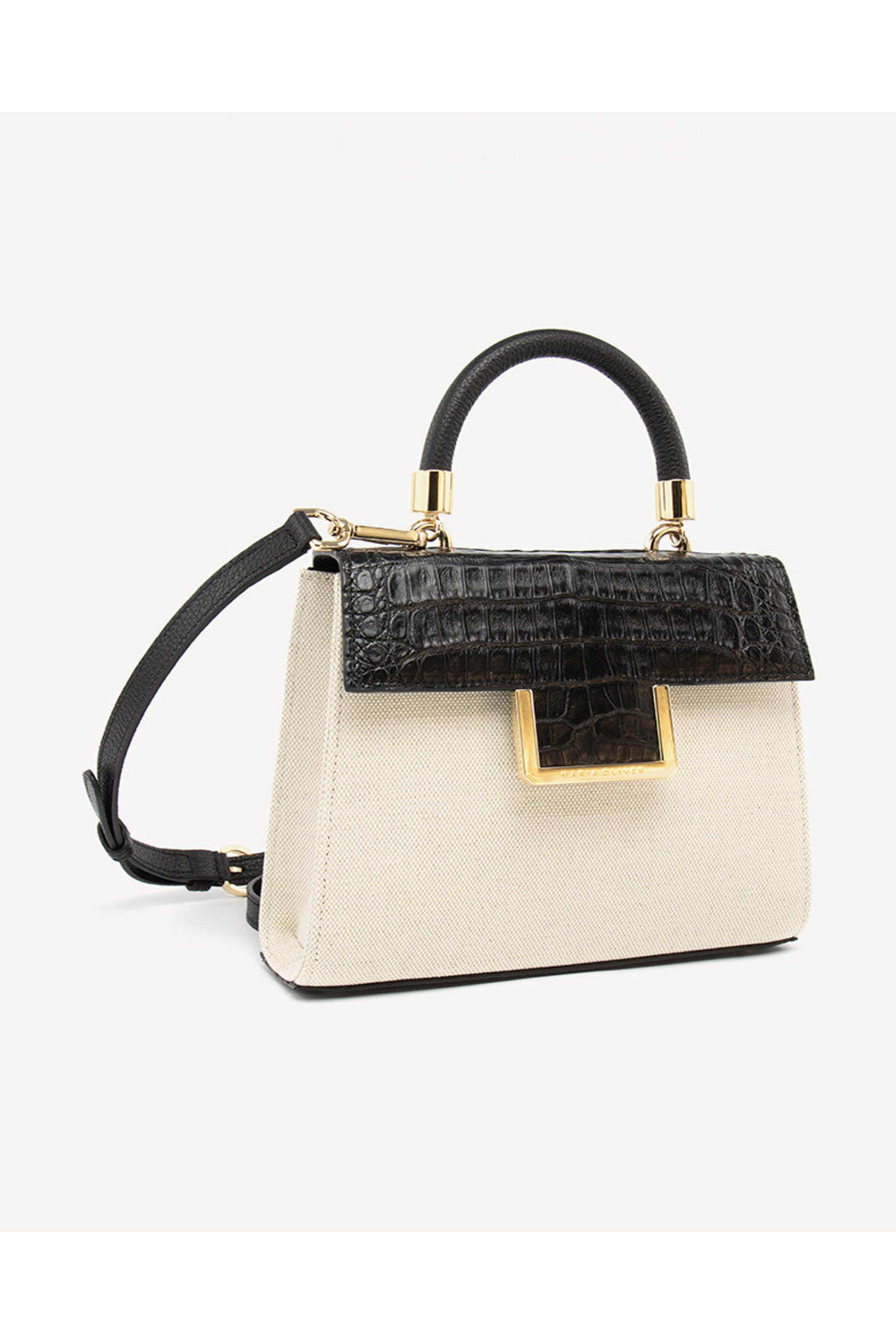 Maria Oliver - Small Linen Michelle Bag in Black