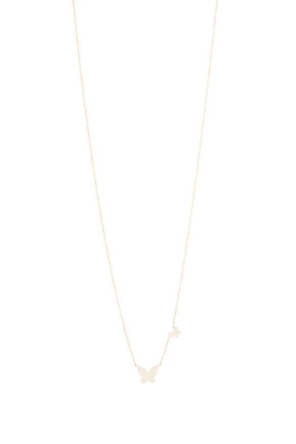 Kai Linz 14k Yellow Gold Diamond Butterfly Necklace