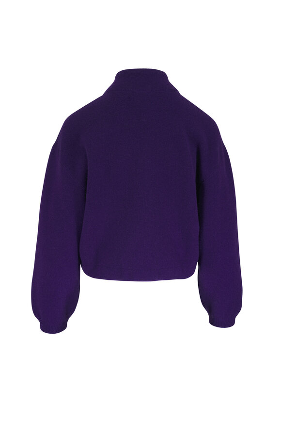 Akris Dark Purple Cashmere Zip Short Cardigan - view 4