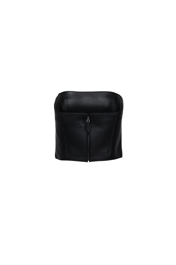 Ralph Lauren Gwyneth Black Leather Bustier - view 2
