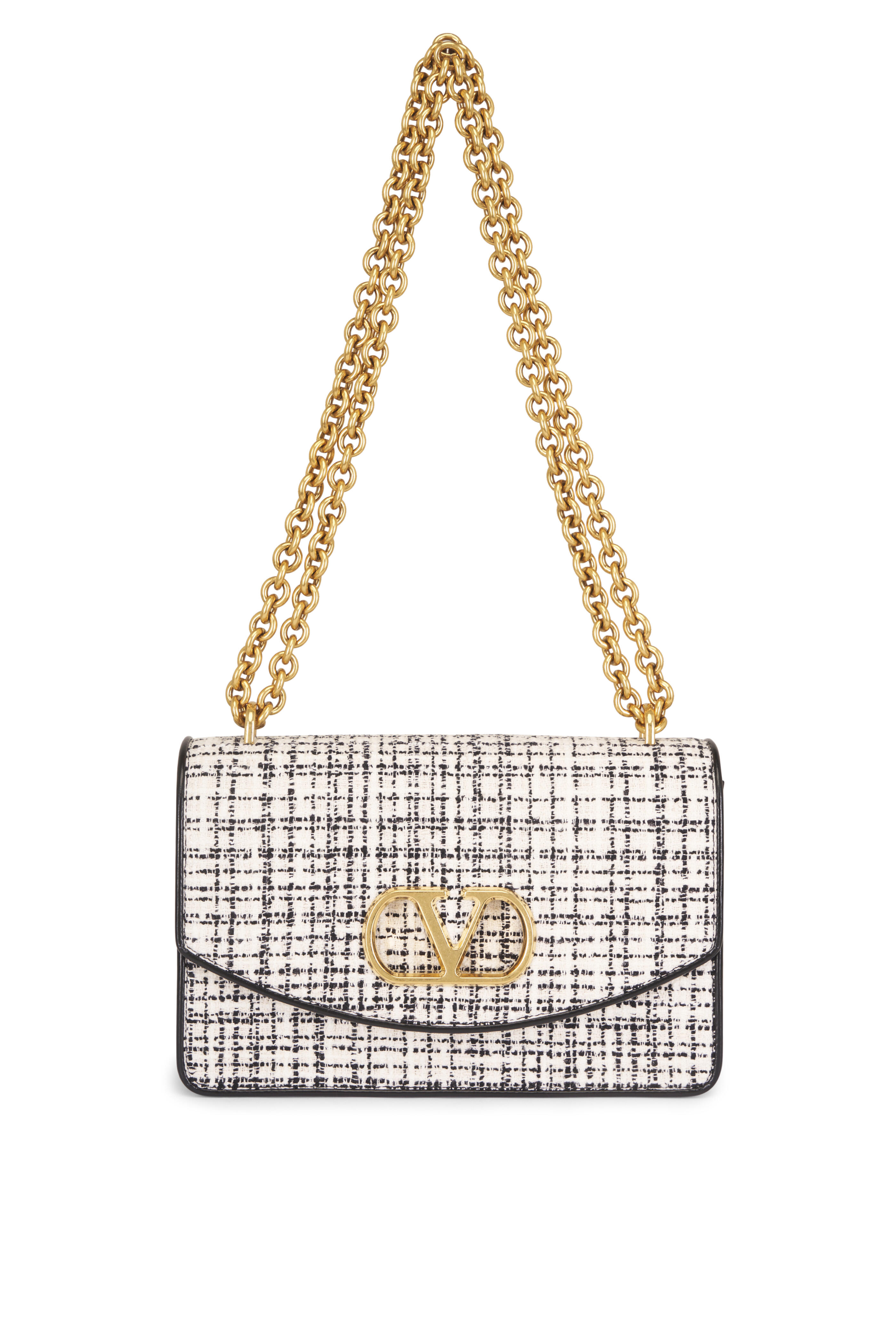 Valentino Garavani - Vain White & Black Tweed Shoulder Bag - view 1