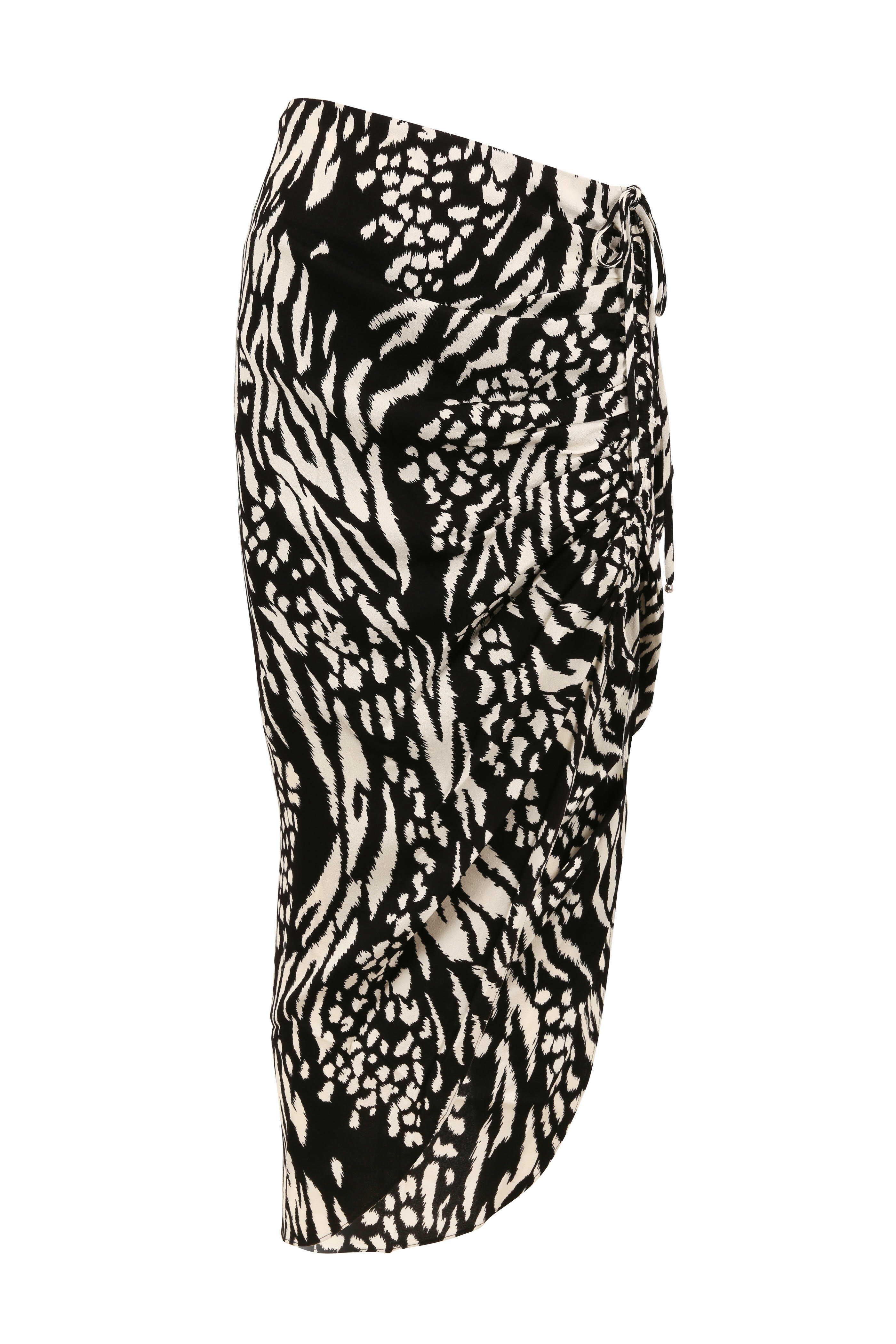 Veronica Beard - Ari Black & Bone Animal Print Ruched Skirt