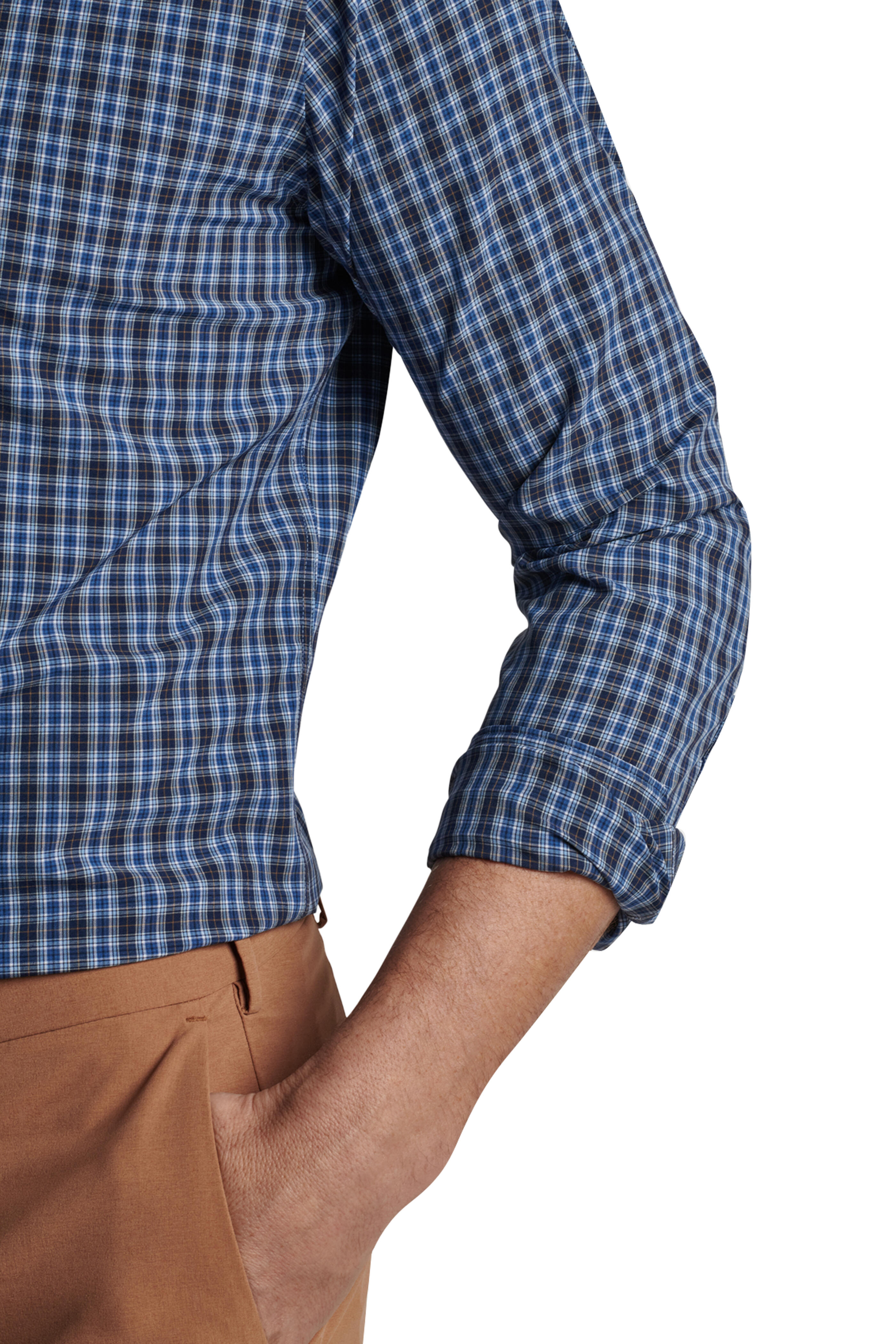 Peter Millar - Navy Tul Performance Poplin Check Sport Shirt