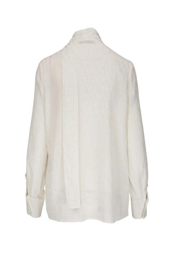 Valentino - Ivory Toile Silk Jacquard Iconograph Blouse