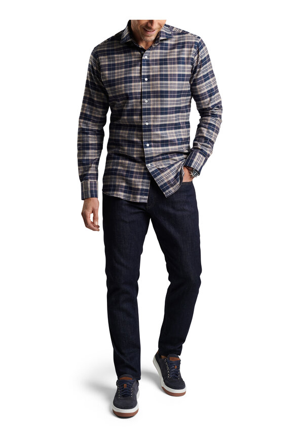 Peter Millar - Davol Navy Blue Italian Flannel Sport Shirt