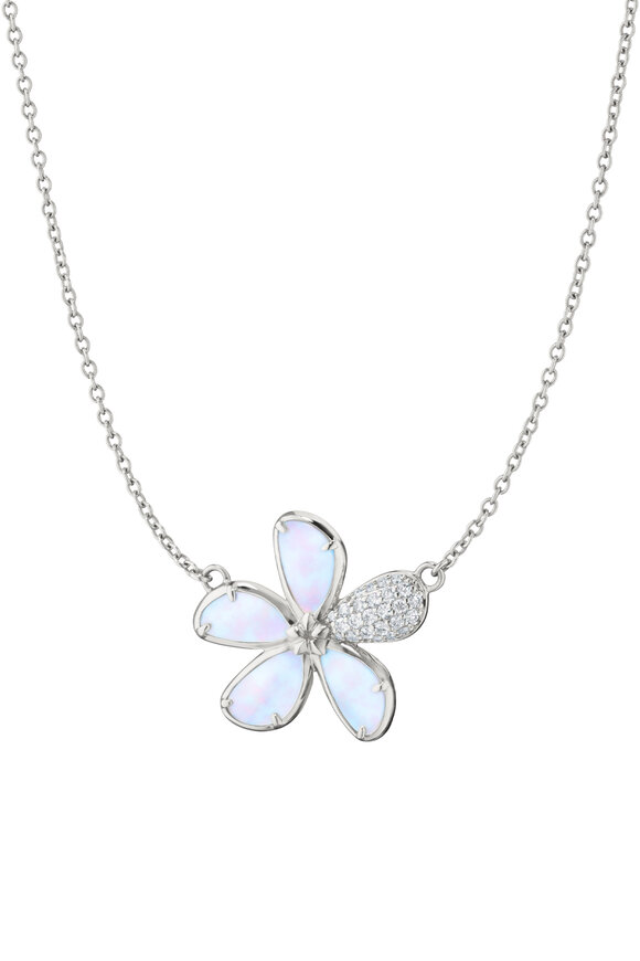 Monica Rich Kosann Sterling Silver Sapphire & Pearl Flower Necklace