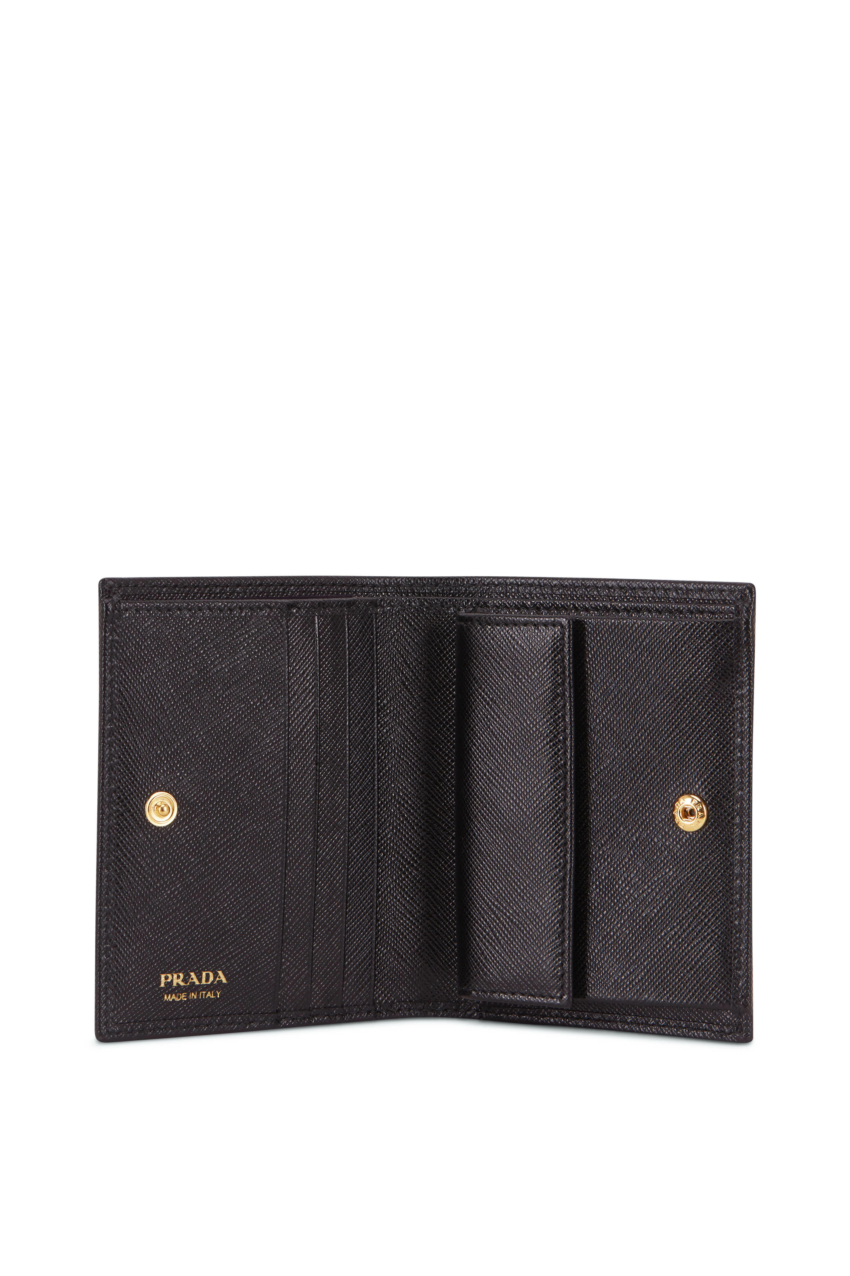 Prada - Black Saffiano Leather Fold Over Wallet