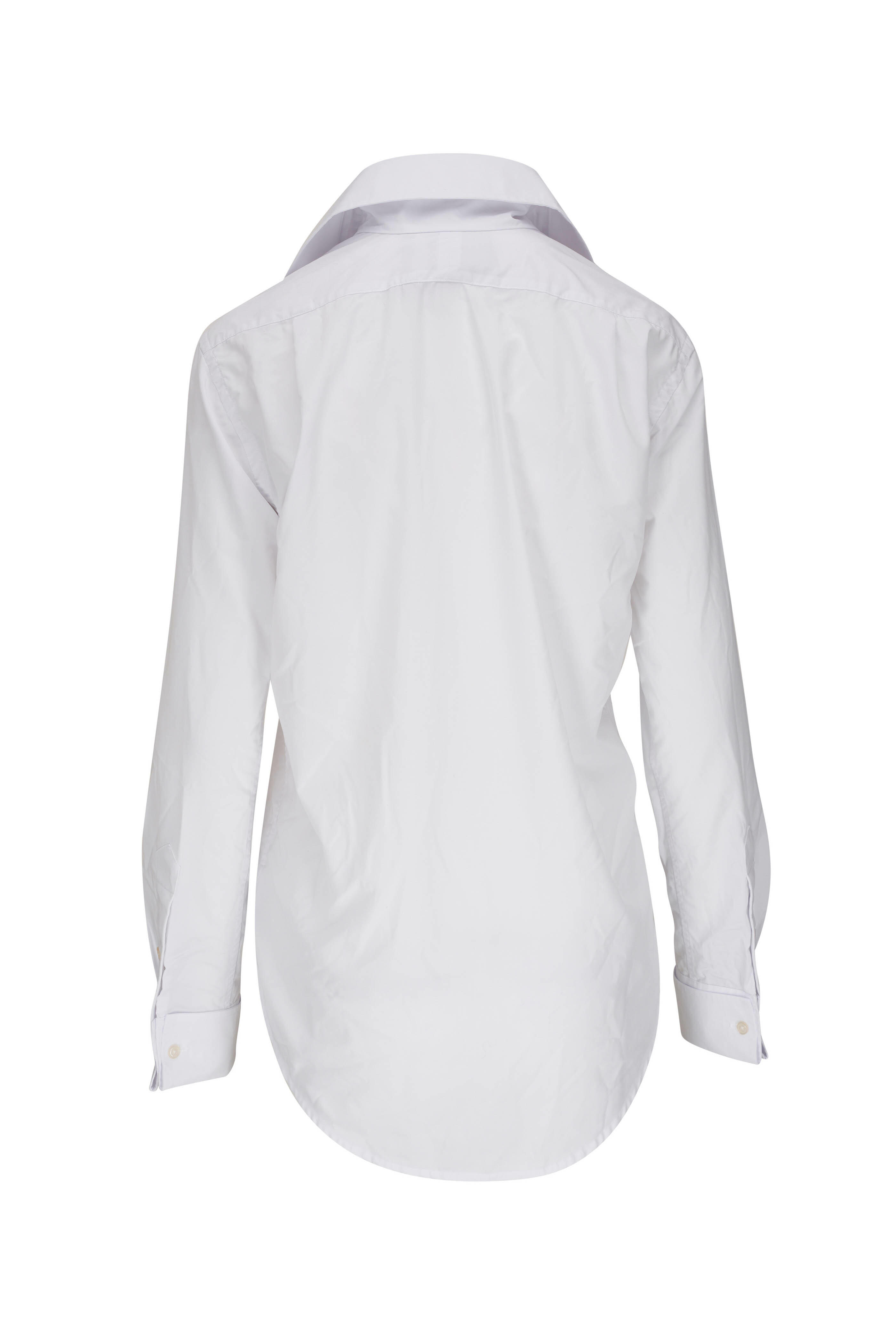 R13 Slim Extended Neck White Button Down Shirt