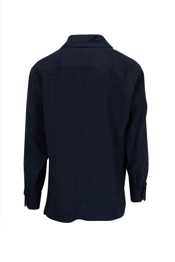 Kiton - Navy Linen Overshirt 