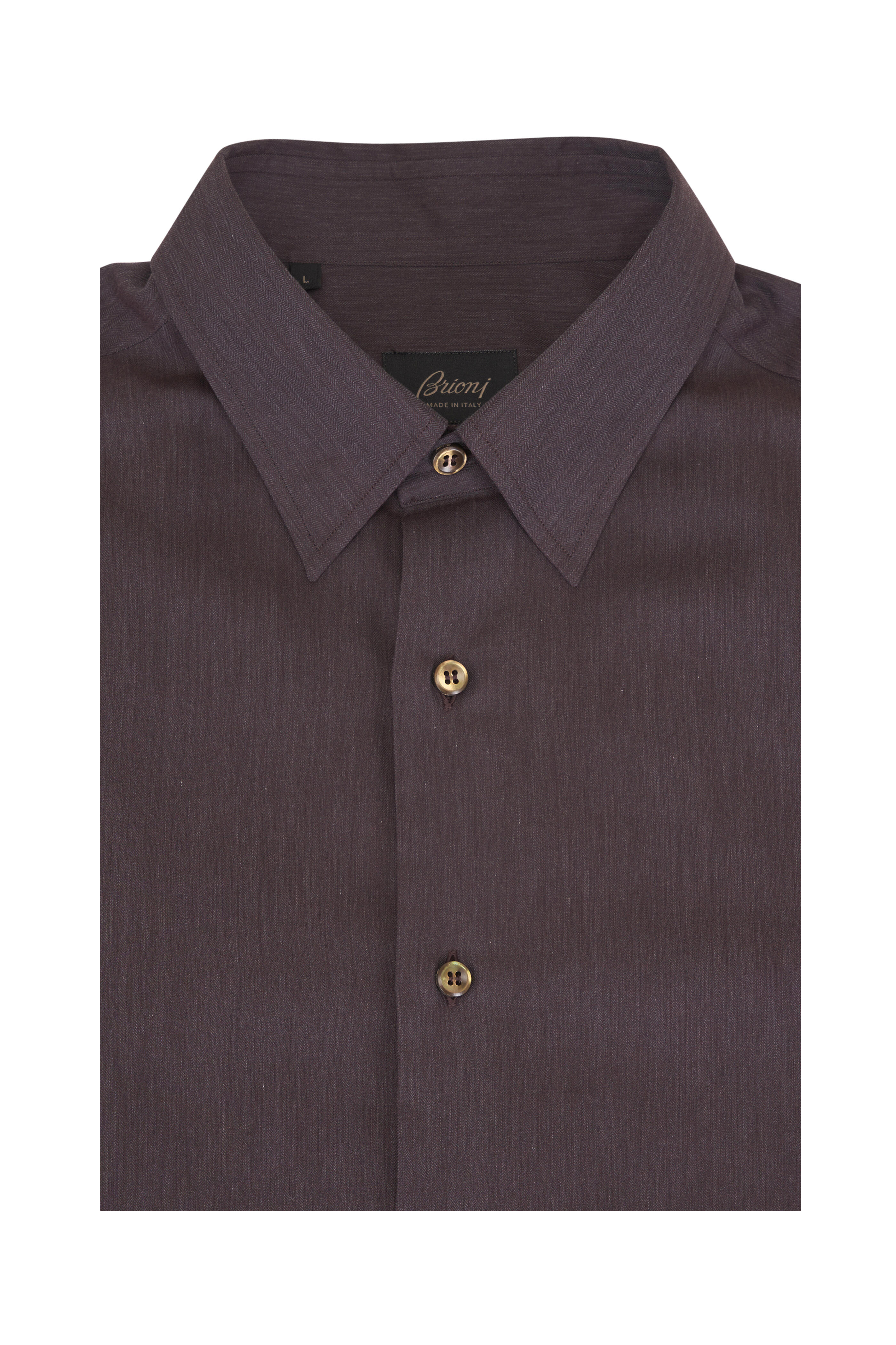 Brioni - Brown Solid Cotton Sport Shirt