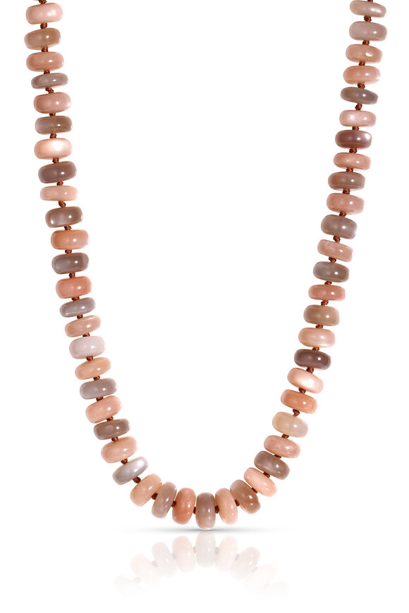 Leigh Maxwell 18k Yellow Gold Peach & Grey Moonstone Necklace - view 1