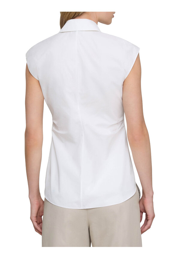 Lafayette 148 New York White Organic Cotton Poplin Pleated Waist Shirt - view 3