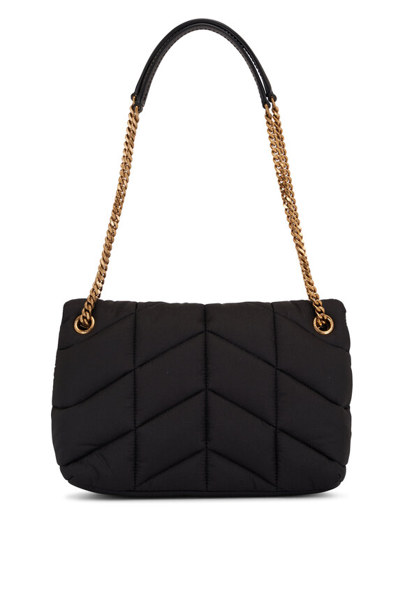 Saint Laurent - Small Puffer Black Quilted Nylon & Gold Chain Bag