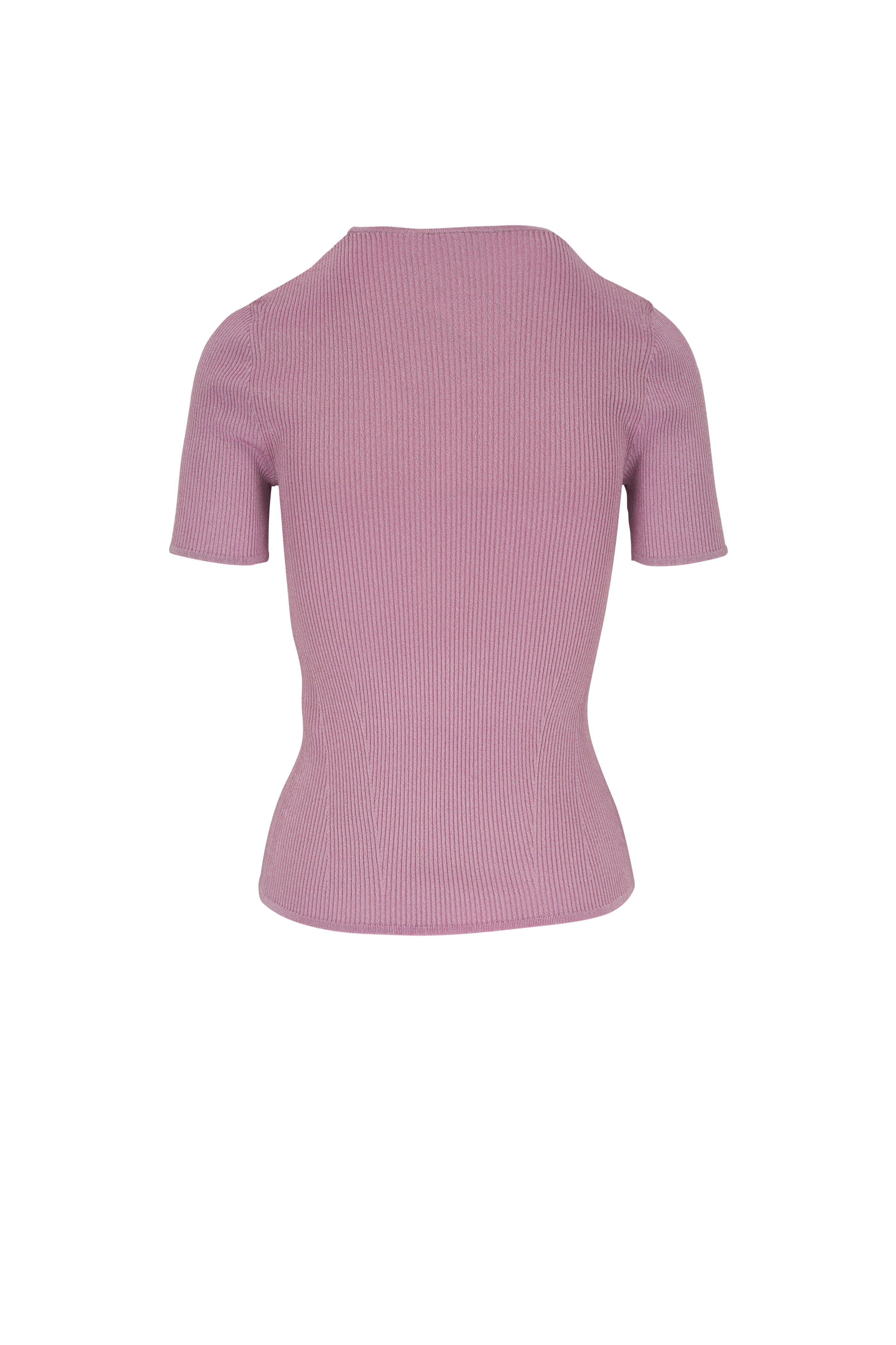 Zimmermann - Halliday Dusty Pink Lurex Rib T-Shirt