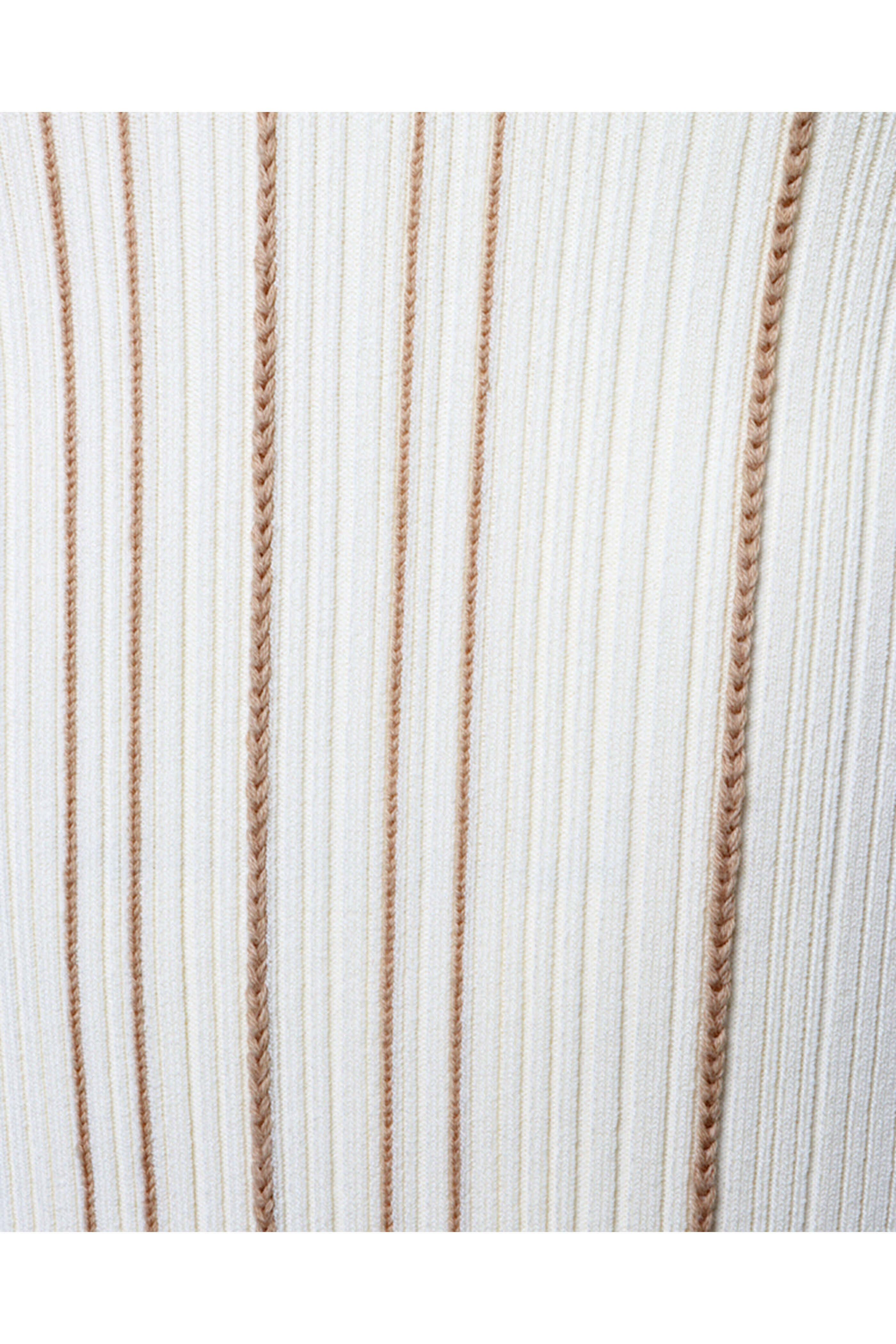 Hevron - Ivory & Wheat Stripe Knit Daisy Polo
