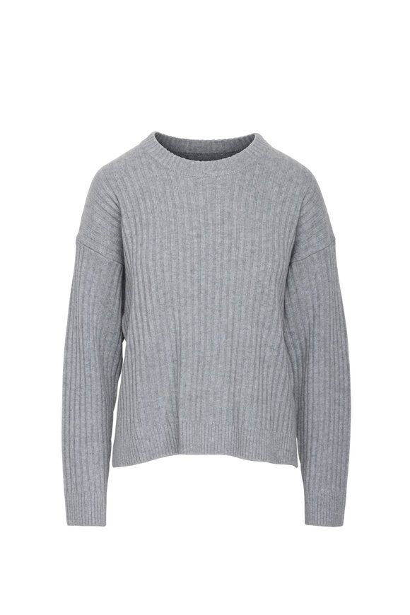 Crush Cashmere Ducle Gray Rib Crewneck Sweater