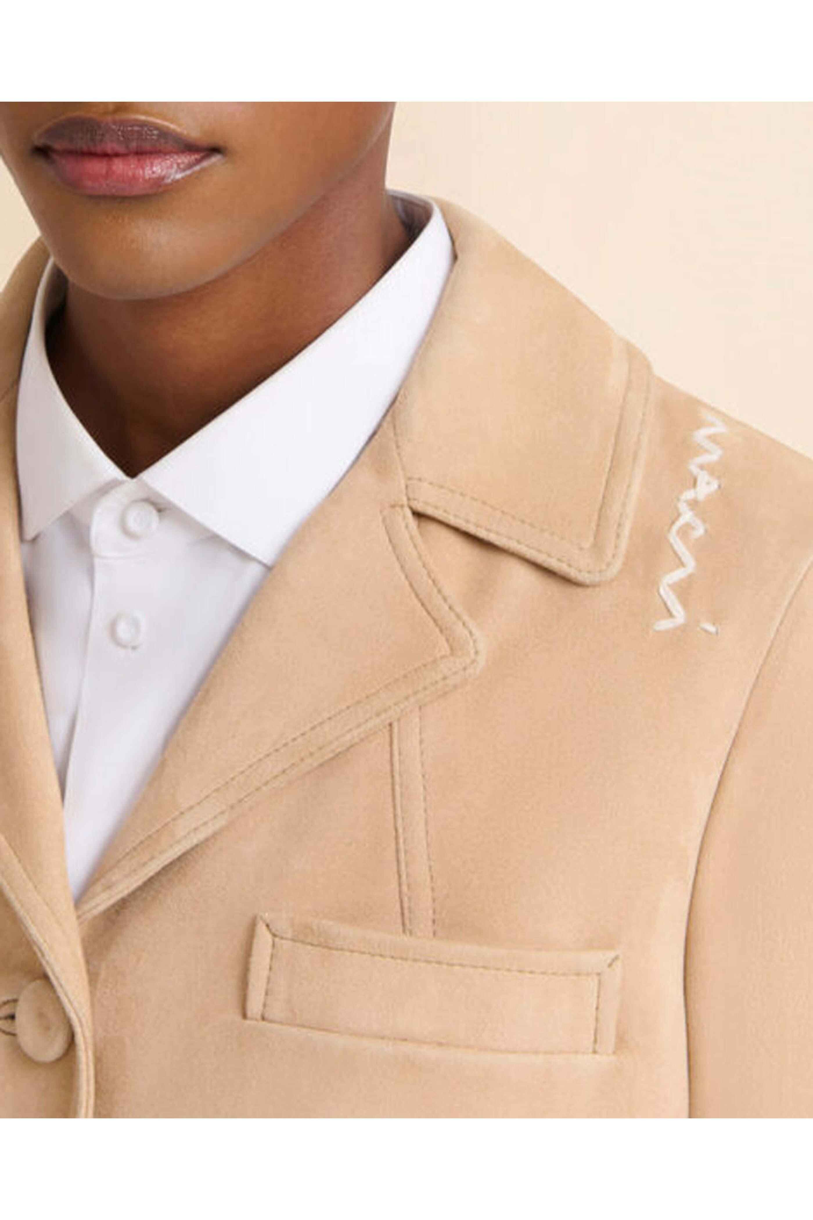 Marni - Pale Peach Single Breasted Suede Jacket