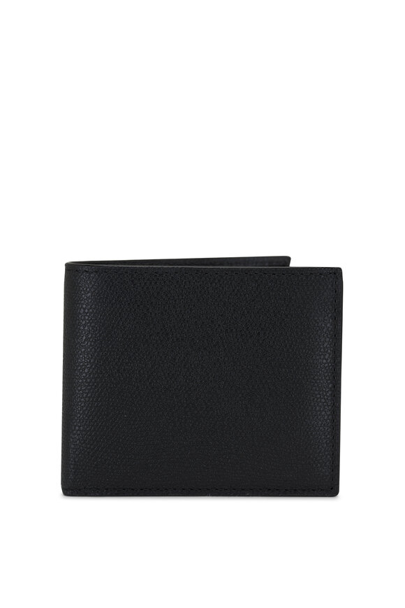 Valextra Black Leather Bi-Fold Wallet