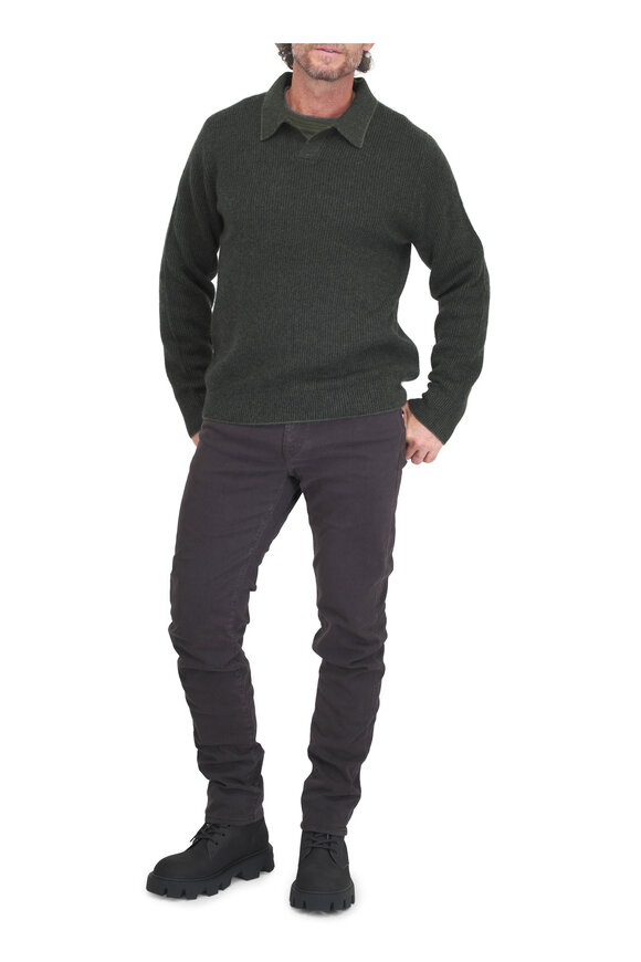 Vince Dark Green Boiled Cashmere Polo - view 2