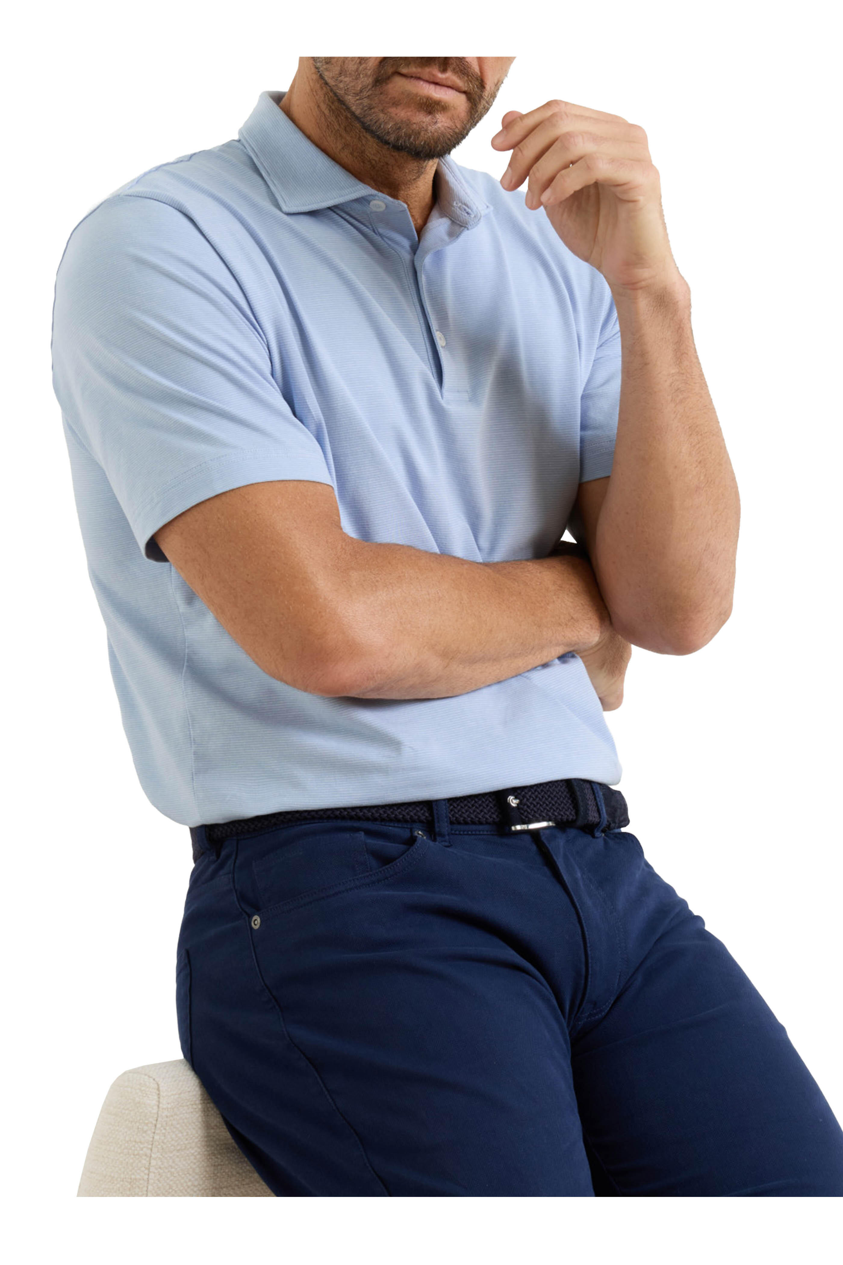 Peter Millar - Crown Flex Cloudy Blue Cotton Short Sleeve Polo - view 2