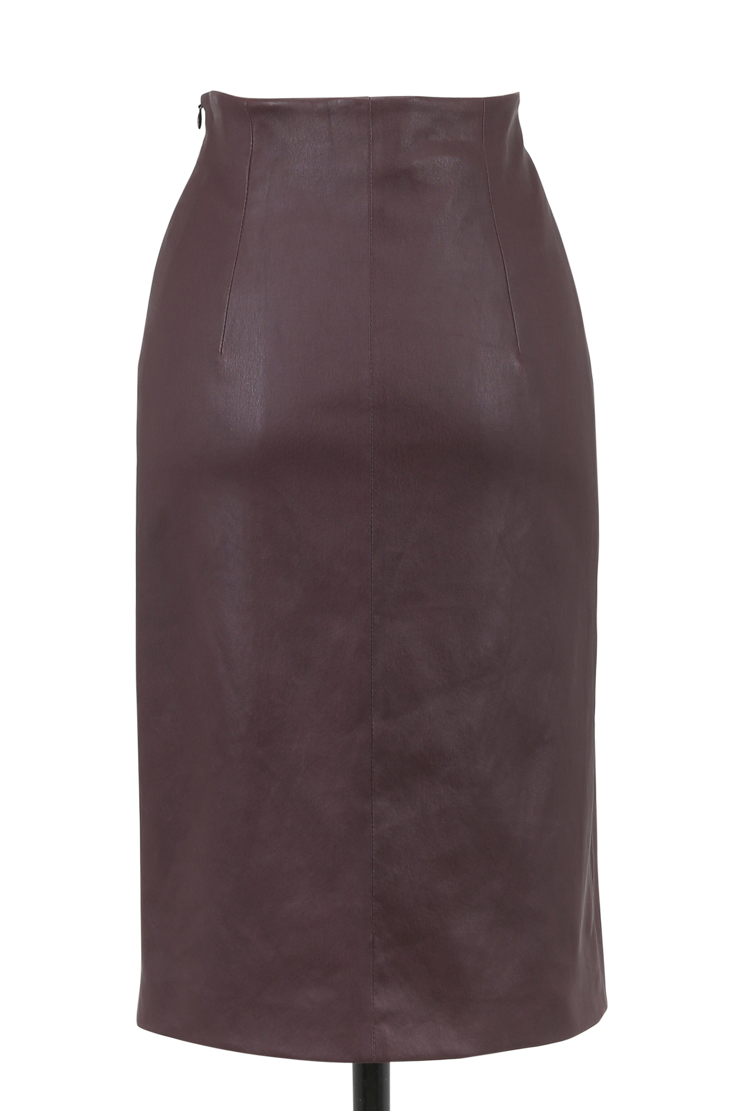 Brunello Cucinelli - Bordeaux Stretch Leather Pencil Skirt