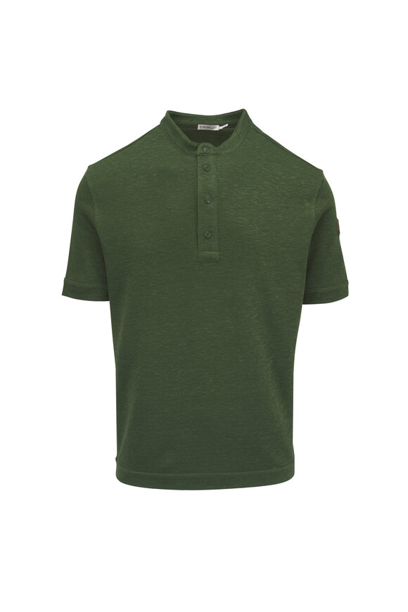 Moncler Green Short Sleeve Henley Shirt