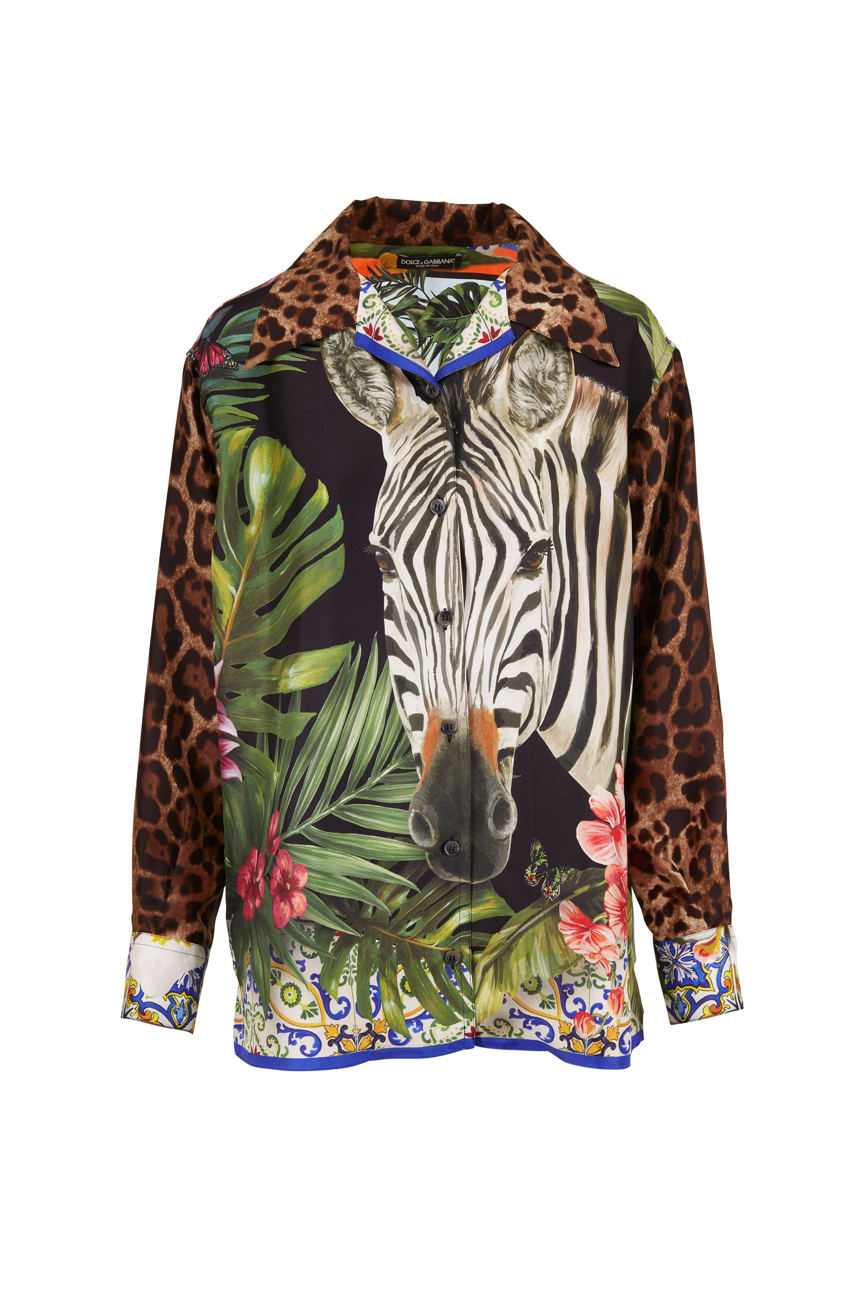 Dolce & Gabbana - Leopard & Zebra Print Silk Relaxed Blouse