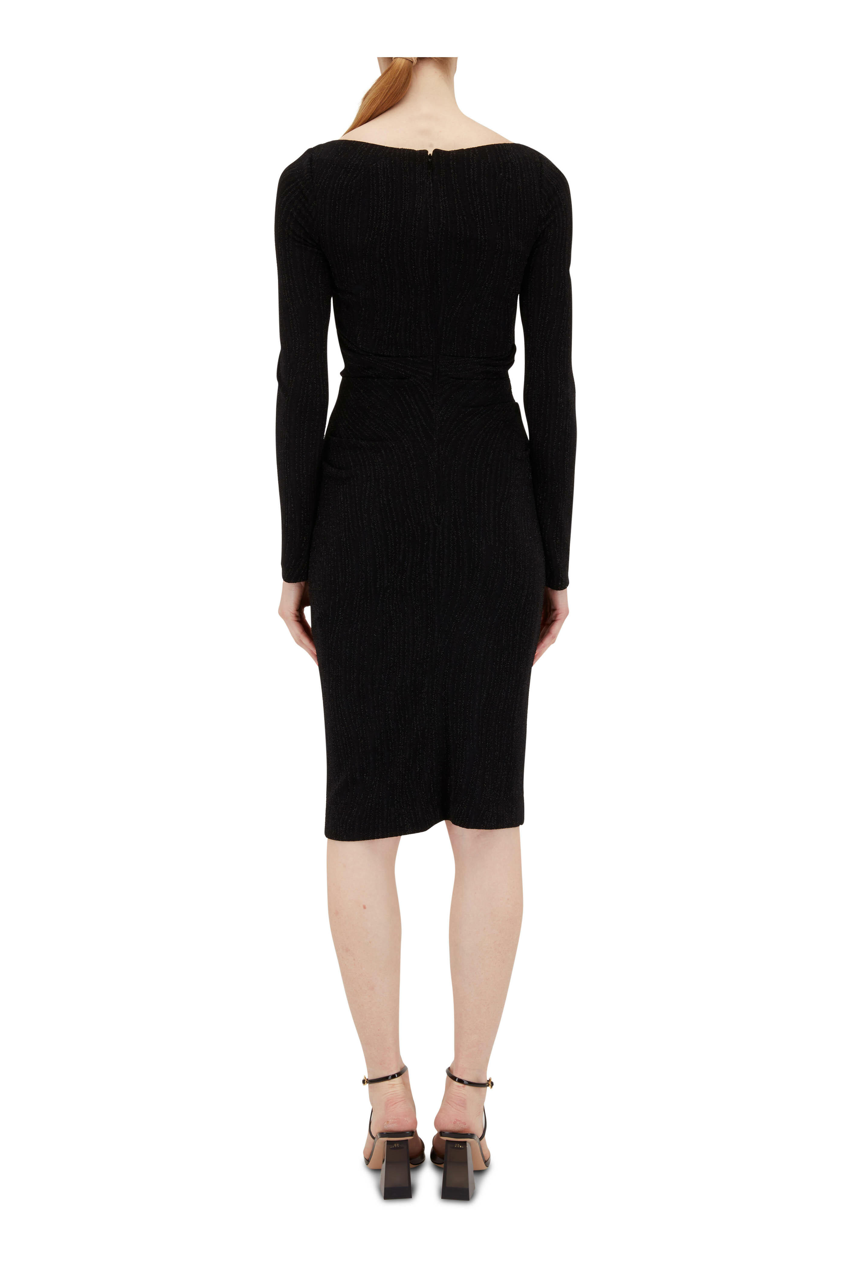 Talbot Runhof - Black Metallic Jersey Midi Dress
