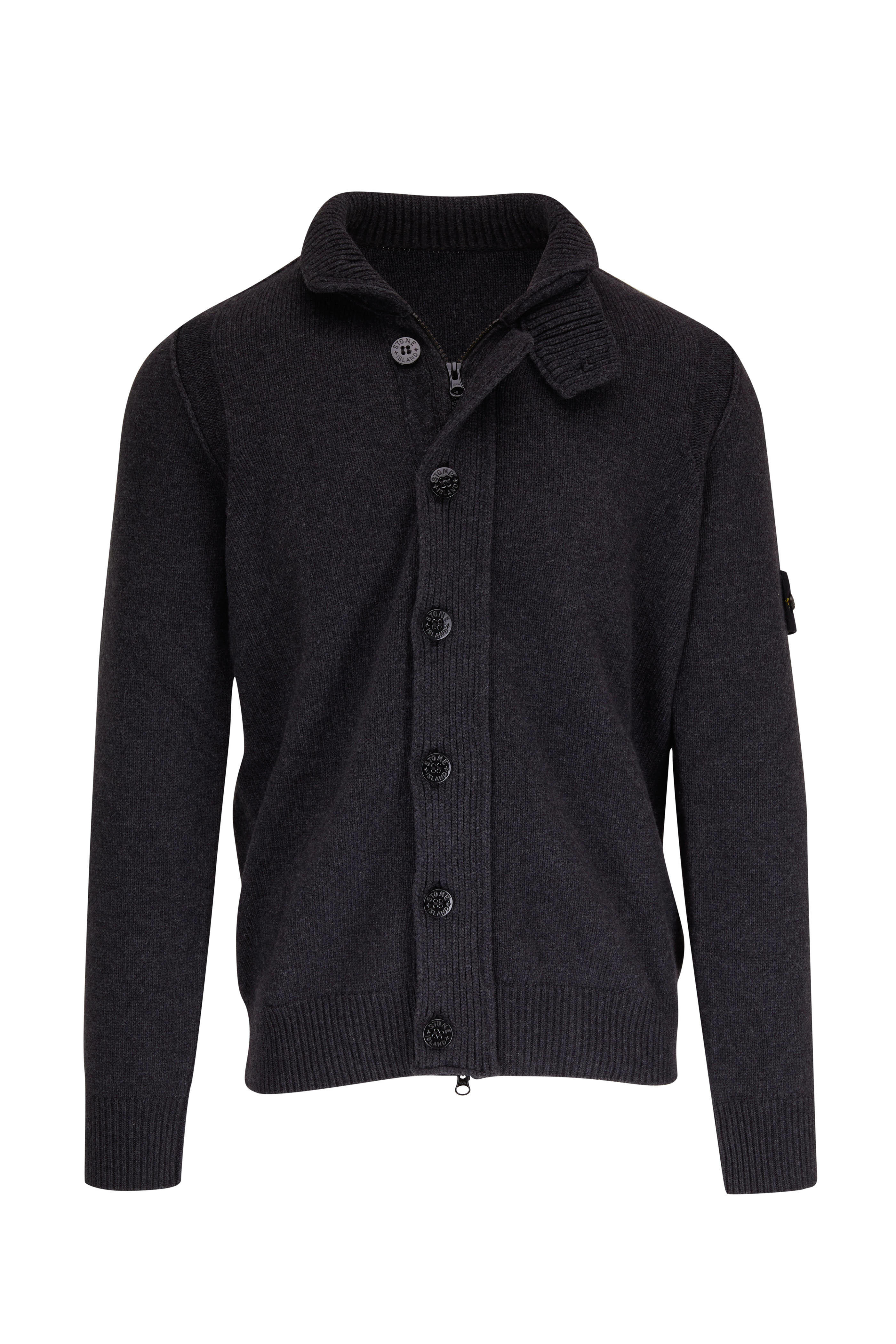 Stone Island - Charcoal Button & Zip Cardigan